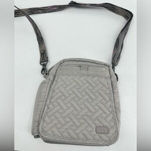 LUG Flapper Travel Convertible Crossbody Bag Quilted Gray 2 Straps